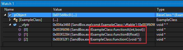 Watch V-Table in Debugger
